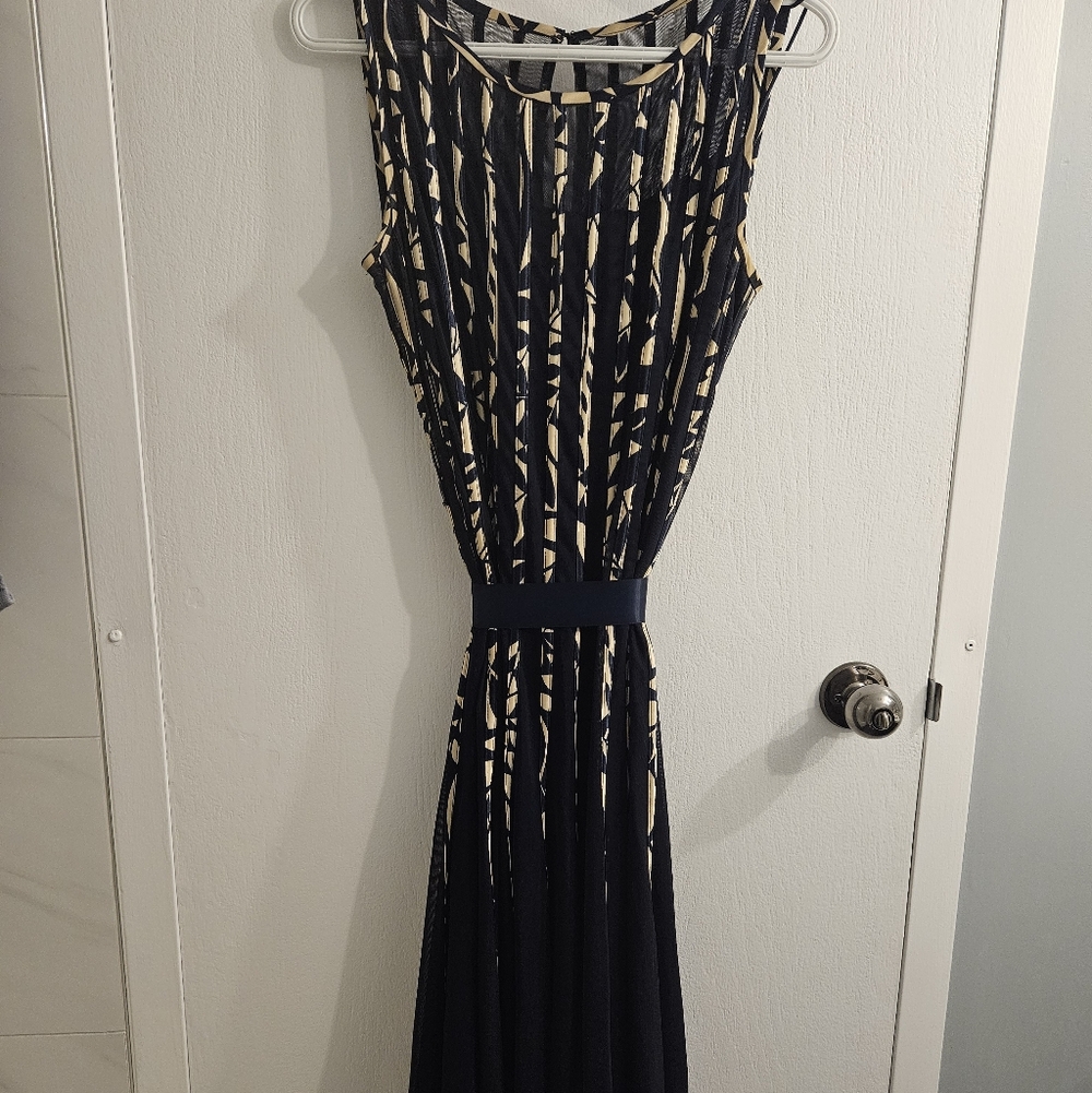 Elegant Navy and Gold Sleeveless Dress